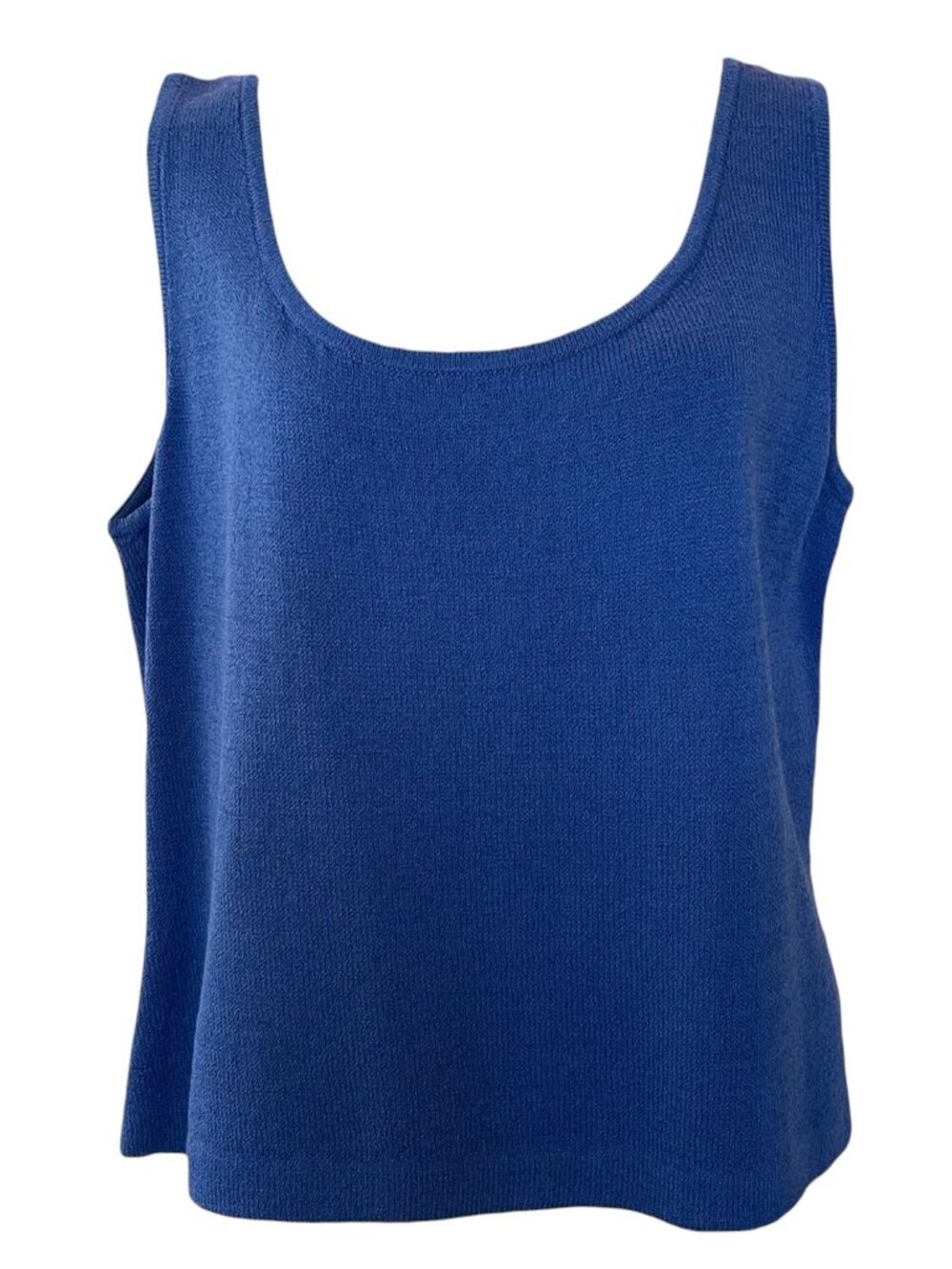 St. John Blue Sleeveless Scoop Neck Knit Sweater Shell Tank Top